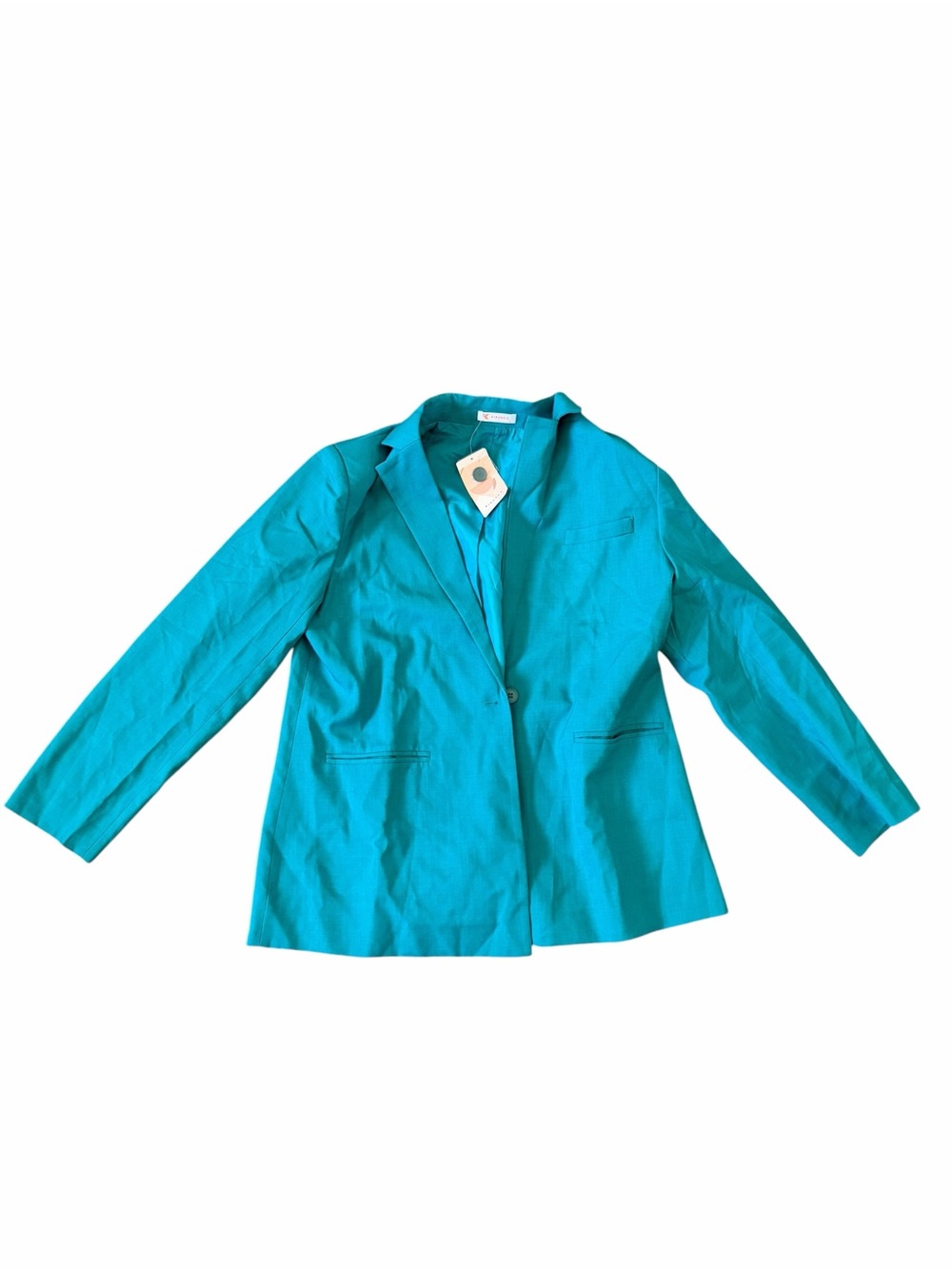 KIRUNDO Women’s Blazer Size Large Teal Green One Button Long Sleeve NWT